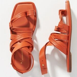 Anthropologie Strappy Orange Sandals